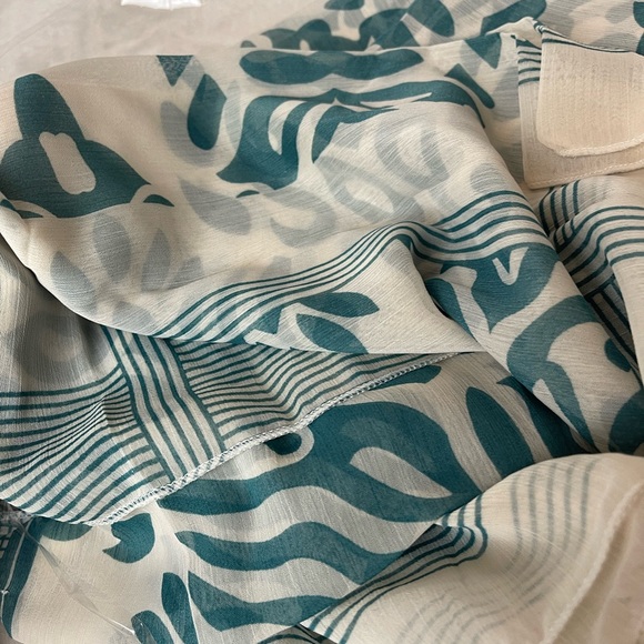 BOHO TEAL BLUE PRINT KIMONO/ COVER UP WITH POM POM DETAILING - Picture 9 of 10